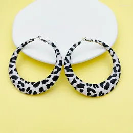 Boucles d'oreilles cerceaux exagérées pour les femmes géométriques léopard imprimé cadeau de fête de fête de la mode