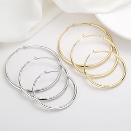 Hoop oorbellen overdreven geometrische grote cirkel koper oorbel voor vrouwen mode eenvoudige ronde sieraden 60/70/80mm aretes de mujer