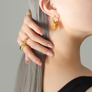 Boucles d'oreilles cerceau sac fourre-tout exagéré forme personnalité accessoires en acier inoxydable 316L à la mode Cool fille bijoux en gros