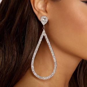 Boucles d'oreilles créoles goutte d'eau exagérée gros strass pour femmes concepteur de luxe pendentif en cristal balancent bijoux de mariage