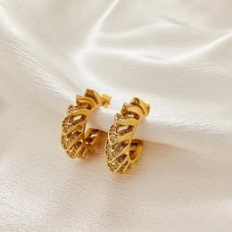 Pendientes de aro exquisitos de circonio cúbico, minipendiente de flecha, creativo, chapado en oro, forma de C, abierto para mujer, tendencia de joyería llamativa