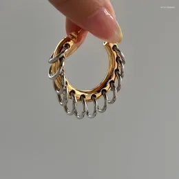 Boucles d'oreilles cerceaux exquises à la mode punk en métal en forme en C Tassel en acier titane pour femmes