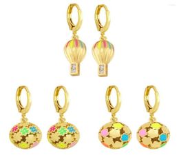 Boucles d'oreilles cerceaux Eyika Creative Design Zircon Balloon Drop For Women Flower Hortensia Ball Rainbow ENAMEL SENDIENTES ARO GIRLS BIELR4694274