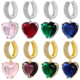 Boucles d'oreilles créoles EYIKA luxe grand coeur forme pour femmes romantique multicolore Zircon cristal boucle d'oreille saint valentin bijoux cadeau