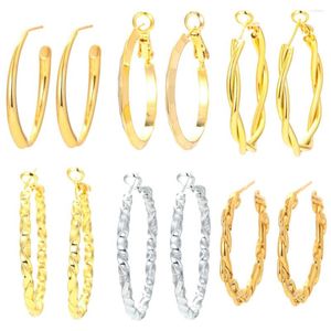 Hoop oorbellen Eyika Vintage Metal Geometrische Twisted Big Women Gold Color Circle Round Aretes Aro Minimalistische sieraden Brincos