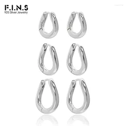 Boucles d'oreilles créoles F.I.N.S coréennes en argent Sterling S925, lignes irrégulières simples, petit cercle, Huggies géométriques minimalistes, bijoux fins