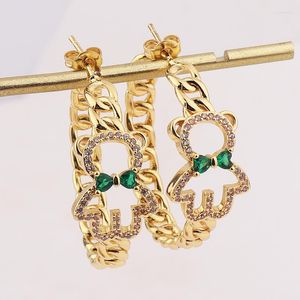 Hoop oorbellen mode 18k goud vergulde twist metal cirkel plave setting zirkoon ronde voor vrouwen accessoires retro feest sieraden