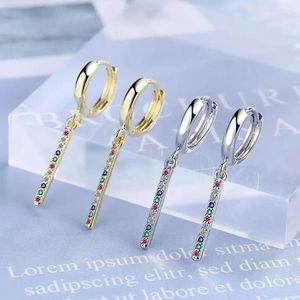 Boucles d'oreilles créoles en argent Sterling 925 pour femmes, simples et créatives, petit bâton, boucle d'oreille, bijoux pour dames, accessoires d'anniversaire, cadeaux