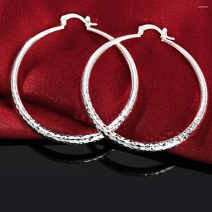 Boucles d'oreilles créoles en argent Sterling 925, grand cercle élégant de 5CM pour femmes, bijoux de fête de mariage de rue, cadeaux de vacances