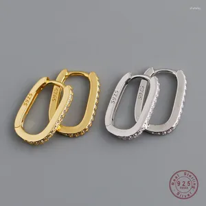 Boucles d'oreilles créoles mode charme réel 925 en argent Sterling minimaliste pavé Zircon géométrique Stud pour femmes unisexe fête bijoux cadeau MEJ315