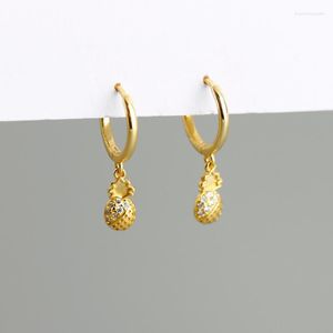 Boucles d'oreilles créoles pour femmes, pendentif ananas mignon, cristal cuivre doré/blanc, Huggies bohémien, bijoux de perçage