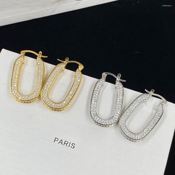 Boucles d'oreilles créoles Design de mode français Paris tendance plein Zircon en forme de U femmes fête piste bijoux accessoires cadeau