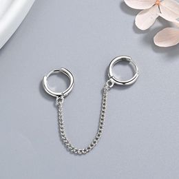 Boucles d'oreilles de cerceau Fashion Double Ear Trou Piercing Smooth Simple Hoops Chain Connecté Connecté Bijoux de boucles d'oreille et de boucles d'oreilles