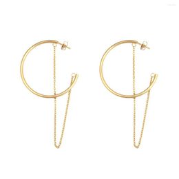 Hoop oorbellen mode oorbel roestvrij staal goud kleurronde voor vrouwen 7,1 cm x 4 cm post/ draadgrootte: (20 gauge) 1 paar