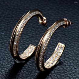 Boucles d'oreilles créoles mode élégant zircon cubique cercle rond pour femmes bijoux accessoires Brincos Para As Mulheres E-867