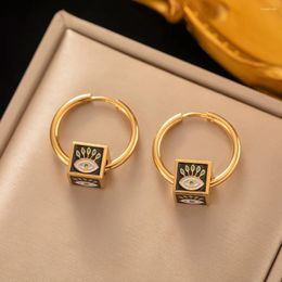 Oorringen Mode Emaille Boze Oog Roestvrij Staal Goud Kleur Kubus Druppel Oorbel Bruiloft Sieraden Cadeau Voor Vrouwen Meisjes