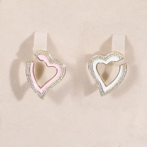 Boucles d'oreilles créoles en forme de cœur pour femmes et filles, cadeau de saint-valentin, couleur or, bijoux classiques en zircone cubique, vente en gros