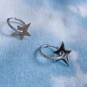 Boucles d'oreilles créoles mode creux pentagramme étoile oreille Pentangle goujon acier inoxydable étoiles filantes bijoux