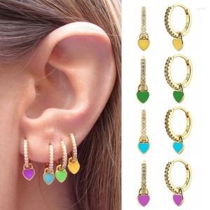 Hoepel oorbellen mode sieraden kleurrijk hart email kristal voor vrouwen charm cz cirkel geometrisch kraakbeen knuffel