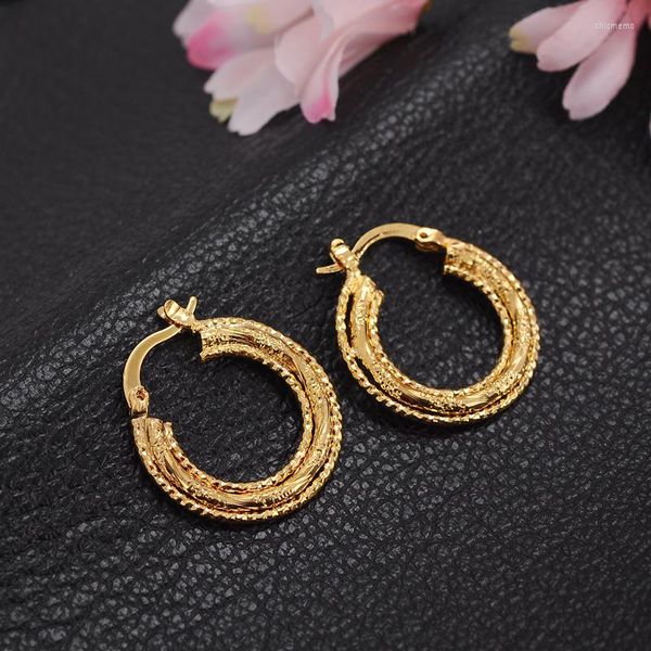 Boucles d'oreilles créoles bijoux fantaisie géométrique ronde pour femmes or africain dubaï inde ethiopie boucle d'oreille torsadée filles cadeaux