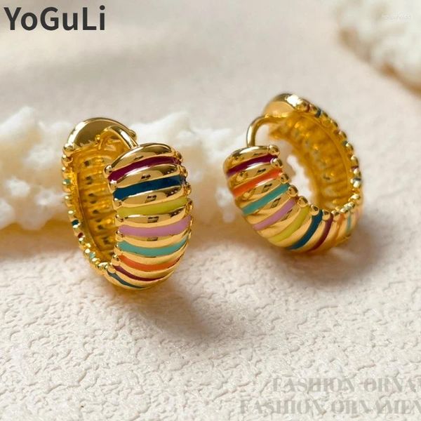 Boucles d'oreilles créoles en cuivre et émail coloré, bijoux à la mode, joli Design de haute qualité, petit pour filles et femmes, cadeau de célébration, 2024