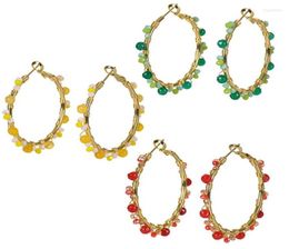 Hoepel oorbellen mode sieraden dames39s cadeau van hoge kwaliteit 18k goud vergulde ckaned ring hand geweven kristal kraal stenen accessoire6605368