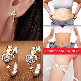 Boucles d'oreilles créoles mode amour forme perte de poids pour les femmes Chakra santé graisse et stimuler Acupoint oreille bijoux cadeaux