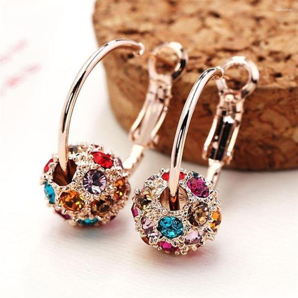 Boucles d'oreilles créoles multicolores en cristal, boule de verre, manchette, bijoux géométriques pour fête de mariage, cadeaux pour filles et femmes, vente en gros