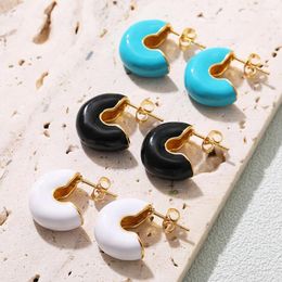 Hoepel Oorbellen Mode Veelkleurige Olie Drip Chunky C Vorm Emaille Goud Kleur Oor Gesp Huggie Earring Hoops Sieraden Voor 2024