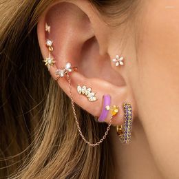 Hoepel oorbellen mode multicolor zirkon ster oorring piercing voor vrouwen Koreaanse tragus kraakbeen Jeemlery