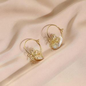 Hoop oorbellen mode natuurlijke moeder van het shell ear met messing maephook 14kgold gevulde Zuid -Korea sieraden voor vrouwen cadeau hyacinth 2023 verkoop