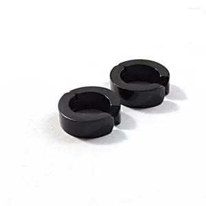 Boucles d'oreilles créoles Punk pour hommes, petite couleur or noir titane acier, faux bijoux manchette Huggie Non perçants