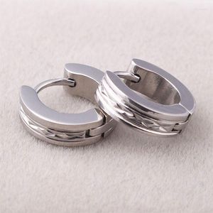 Hoepel oorbellen mode punk heren kleur zwart roestvrijstalen gegraveerde charmes huggie pendientes sieraden 4 13 mm