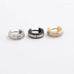 Oorringen Mode Punk Kleine Pendientes Kleur Goud Zwart Titanium Staaldraadtrekken Oppervlak Huggie Brincos Sieraden