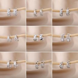 Hoepel oorbellen mode zilveren kleur manchet piercing zirkon geometrisch voor vrouwen bruiloft sieraden cadeau dropshippin