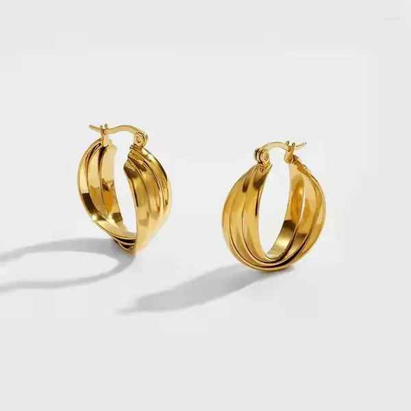 Boucles d'oreilles créoles en titane et acier, spirale torsadée en acier inoxydable, personnalité élégance simplicité, tendance pour femmes