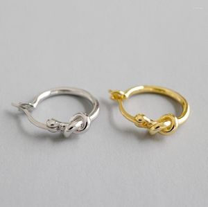 Hoop oorbellen Fashion Woman Gold Silver Color 925 Sterling Personaliseerde Tie A Knot Small AE1173