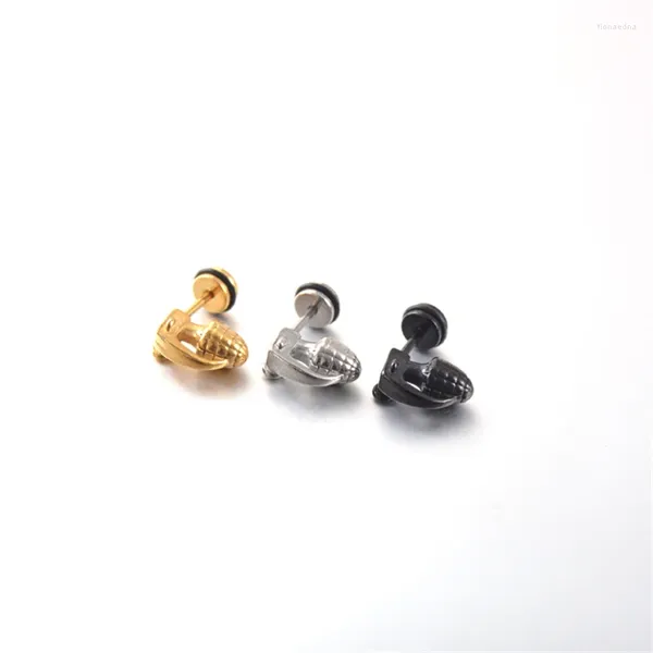 Boucles d'oreilles créoles pour hommes et femmes, bijoux créatifs antichar, Grenade, Design mignon, couleur or noir, titane, petits clous