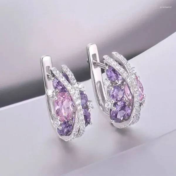 Boucles d'oreilles créoles en argent S925 pour femmes, avec zircone cubique scintillante, accessoires fantaisie, bonne qualité, bijoux cadeau