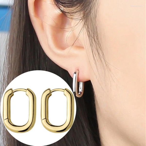 Boucles d'oreilles cerceaux mode925 Silver plaqué ovale pour femmes filles punk ear party bijourie cadeau eh407