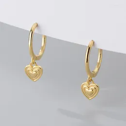 Boucles d'oreilles créoles à la mode, pendentif en forme de cœur doux, en argent Sterling 925, géométrique creux, bijoux cadeau pour femmes