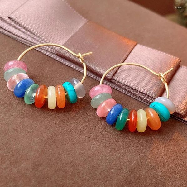 Boucles d'oreilles créoles FEEHOW bohême Dopamine perles colorées cuivre plastique cercle goutte pour les femmes bijoux portables quotidiens