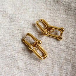 Boucles d'oreilles créoles FEEHOW INS mode en forme de U pour les femmes créative Simple boucle d'oreille en métal France plaqué or élégant bijoux de fête