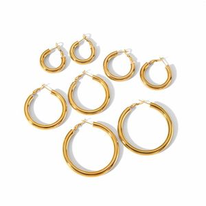 Boucles d'oreilles cerceaux Fin Bijoux 18K Gold plaqué en acier inoxydable Hypoallergénique Déclaration Chunky Hoops Femmes Thin Large Boucle d'oreille