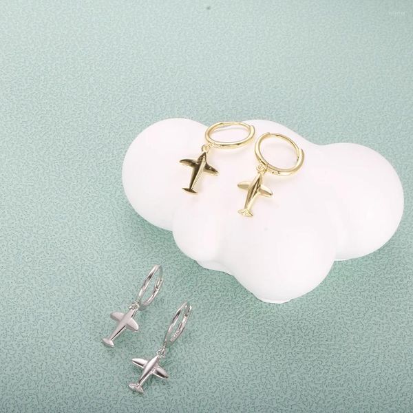 Pendientes de aro, joyería fina, colgante de avión de plata 925 para mujer, colgante, regalo de fiesta elegante y bonito