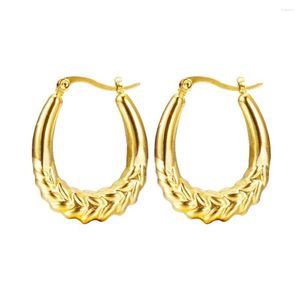 Boucles d'oreilles créoles FIREBROS 2023 tendances K-femmes titane acier inoxydable creux géométrique ovale boucle d'oreille haute poli or argent couleur