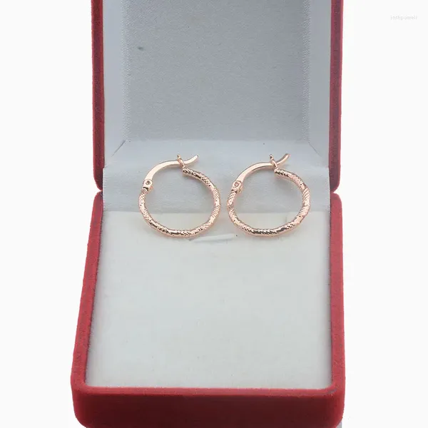 Boucles d'oreilles de cerceau FJ Femmes Bijoux 585 Rose Gold Color Twisted Turve