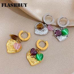 Flashbuy – boucles d'oreilles créoles tendance en métal irrégulier, cœur d'amour en acier inoxydable pour femmes, breloque couleur or argent, bijoux cadeau