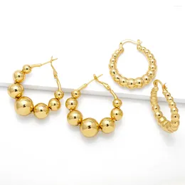 Boucles d'oreilles FLOLA polies plaquées or pour femmes, petites perles, cercle, bijoux simples à la mode, Pendientes Mujer Ersu63