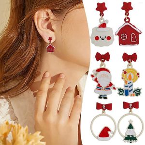 Boucles d'oreilles de cerceau pour la femme Christmas Femmes Filles de vacances Bow Tree Snowflake Western